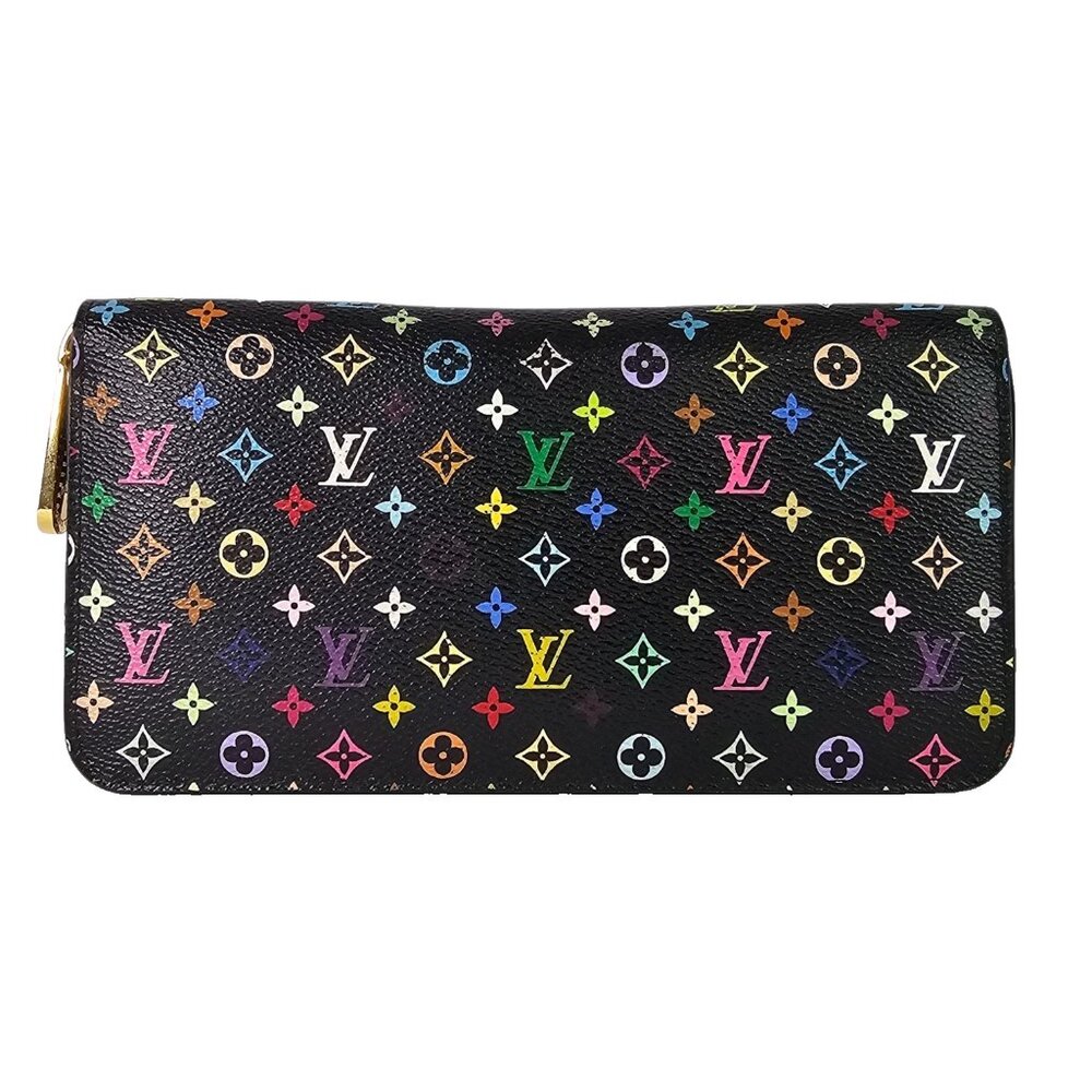 LOUIS VUITTON Murakami Multicolor Zippy Long Wallet Black Box Dust Bag Booklet